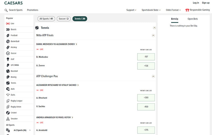 The Caesars live interface.